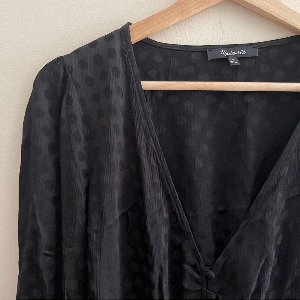 Madewell Smocked Sleeve Daylight Top in Woven Dot - Picture 6 of 11